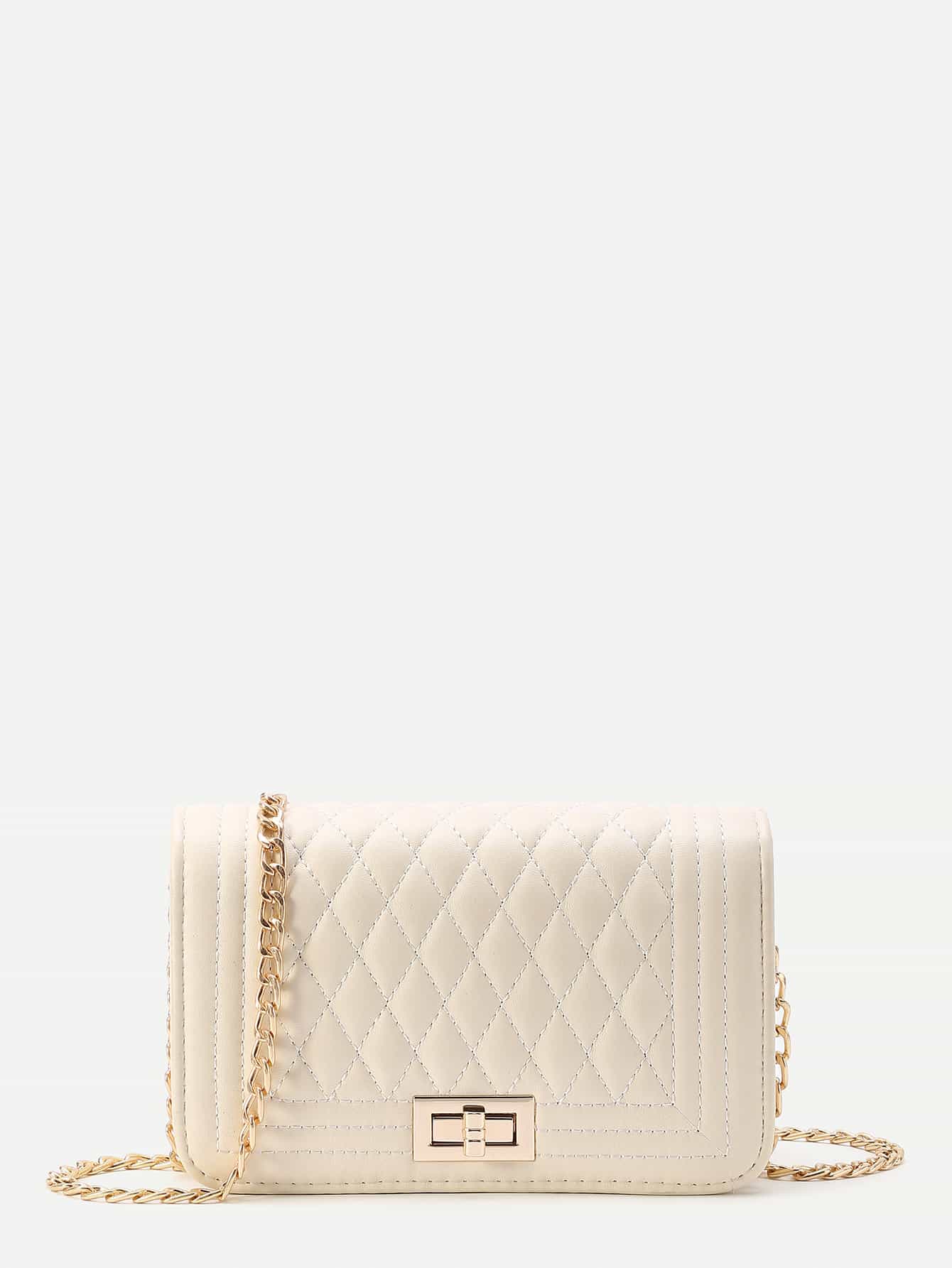 Quilted Flap Crossbody Bag With Chain