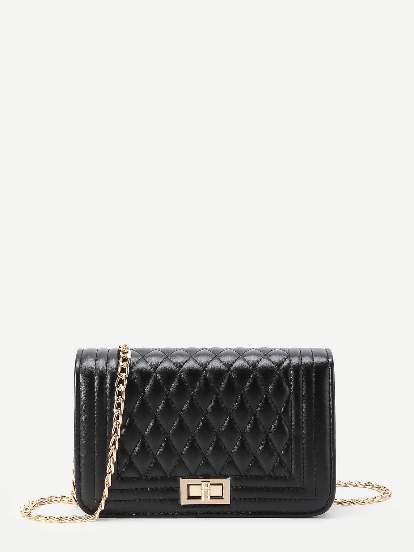 Quilted Flap Crossbody Bag With Chain