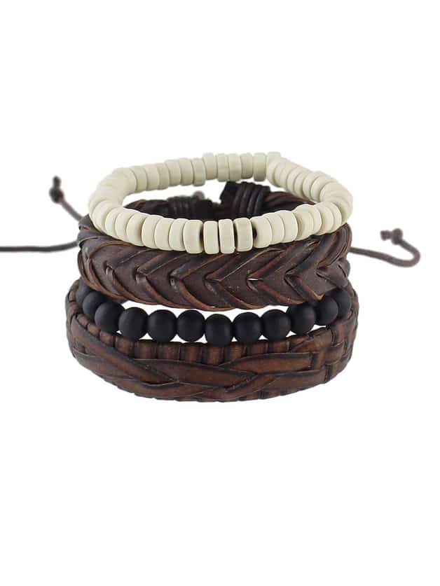 Brown Color Pu Leather Adjustable Chain Bracelets
