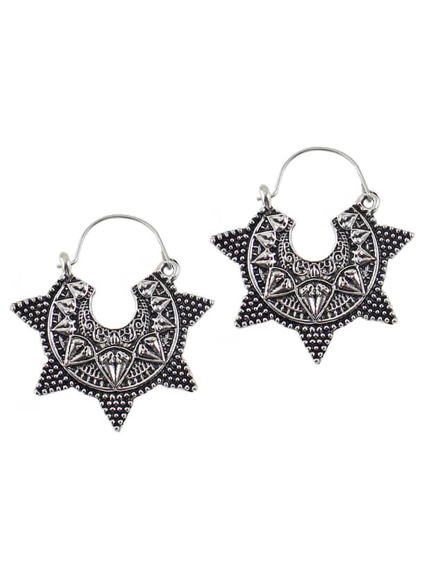 Silver Color Star Shape Women Hoop Earrings