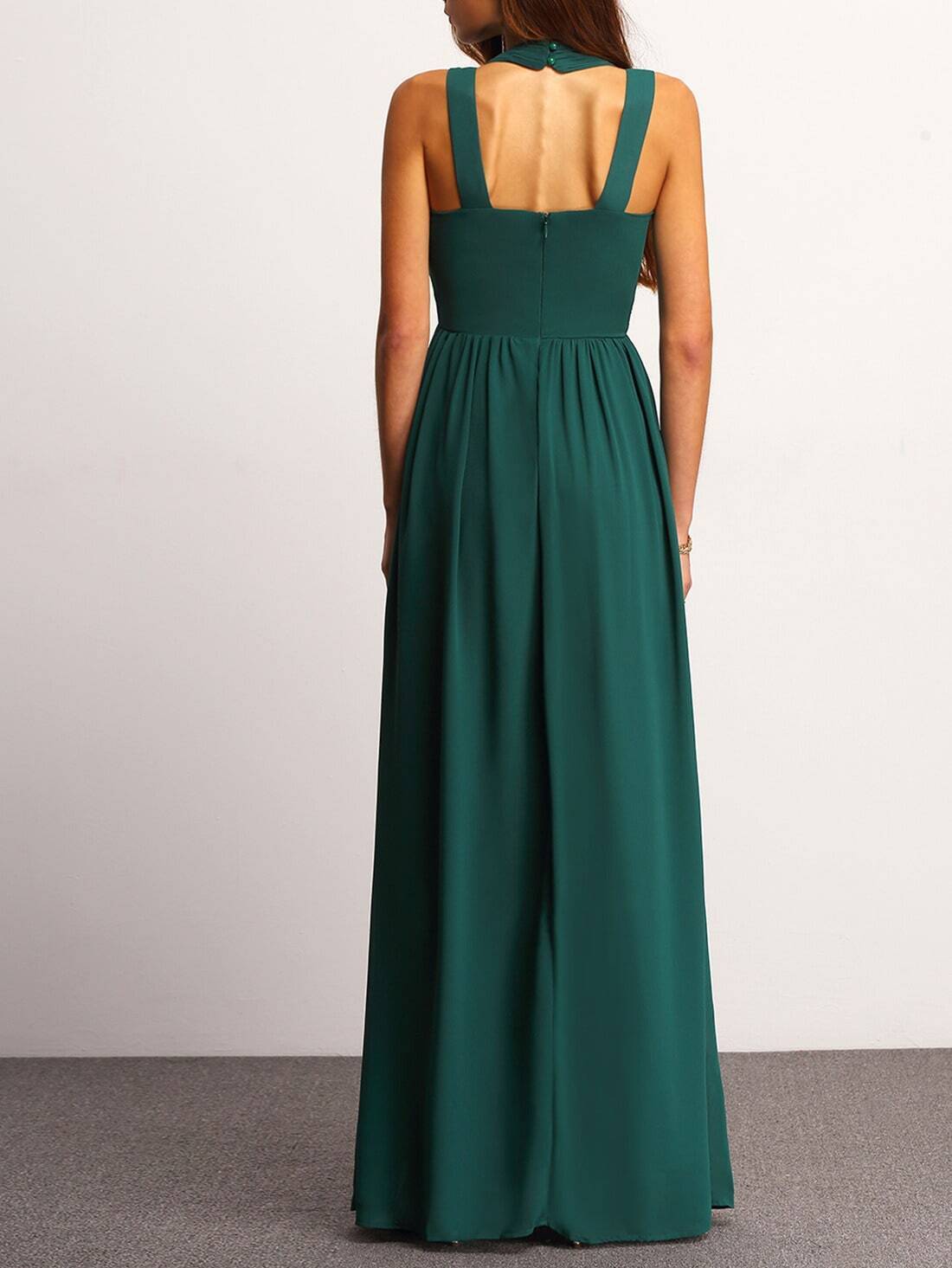 Dark Green Sleeveless Maxi Dress