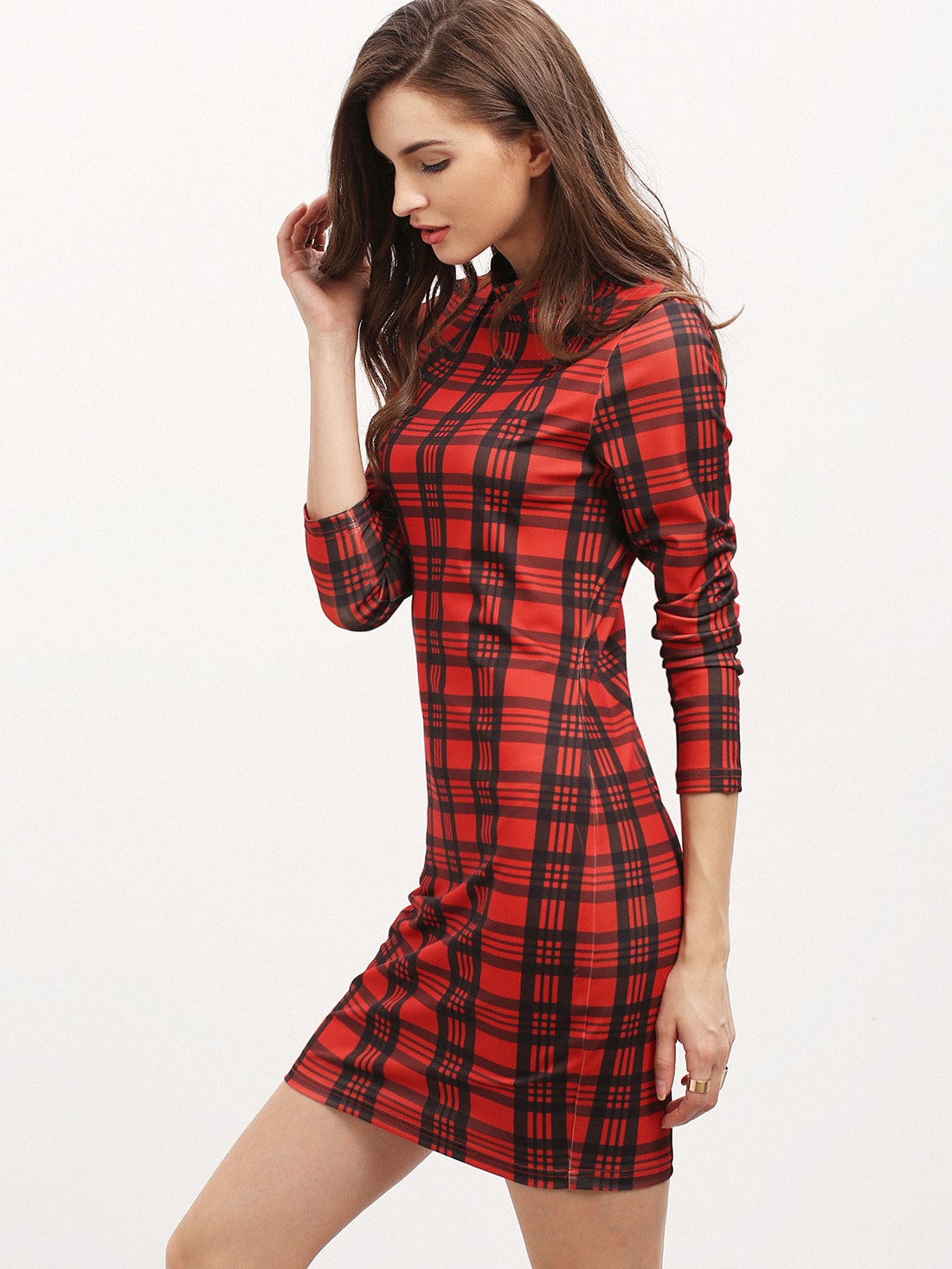 Boat neck plaid bodycon dress Boat neck plaid bodycon dress