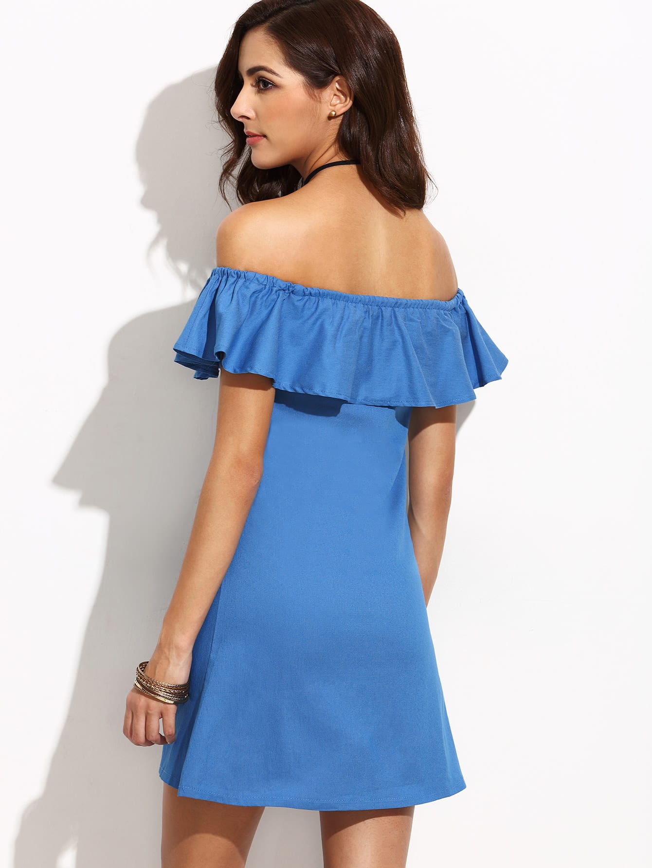Wedding Off Shoulder Dress blue ruffle off the shoulder denim dress size reference