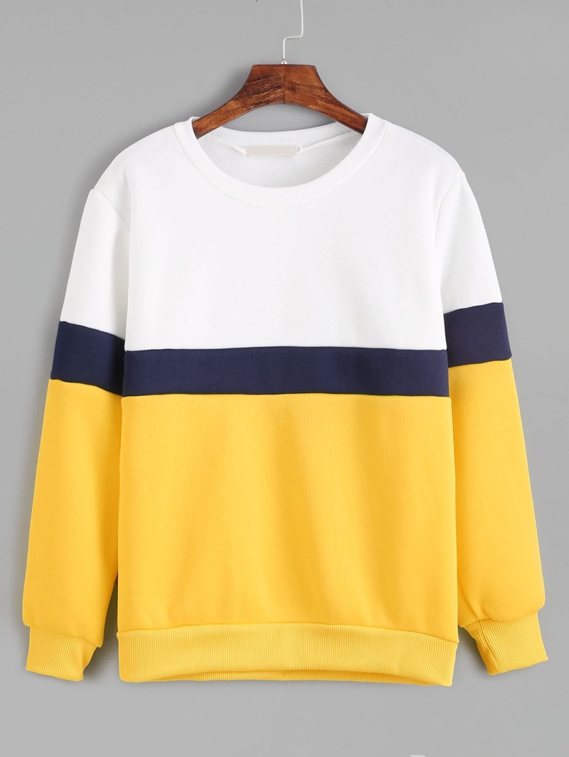 

Color Block Long Sleeve Sweatshirt, Multicolor