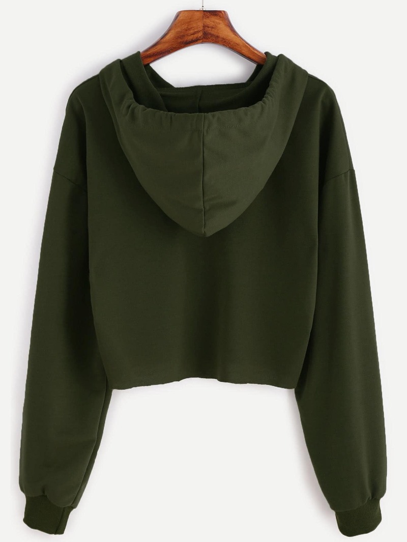 

Army Green Drop Shoulder Ripped Hooded Crop Sweatshirt