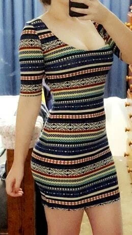 aztec striped low back bodycon dress