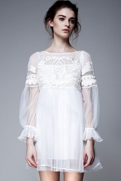 White Embroidered Dress