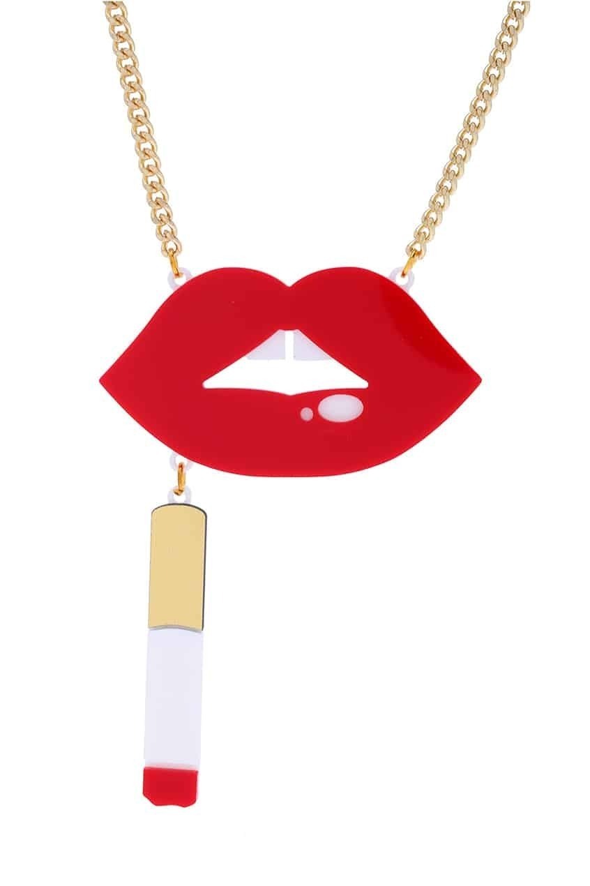 10×1 Brand Red Lip Pendant Necklace ROMWE