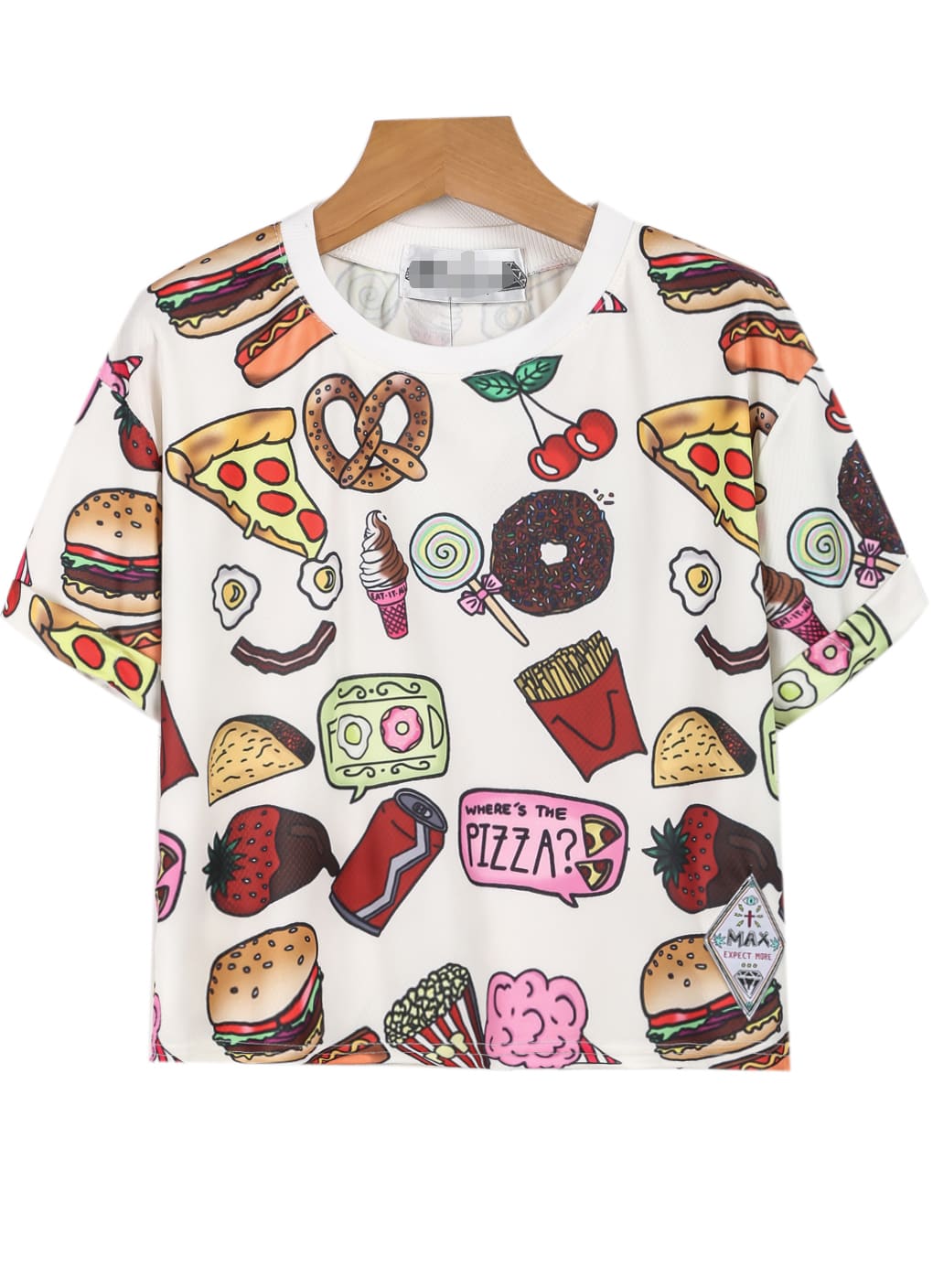 Food Print Loose TeeFor Women-romwe