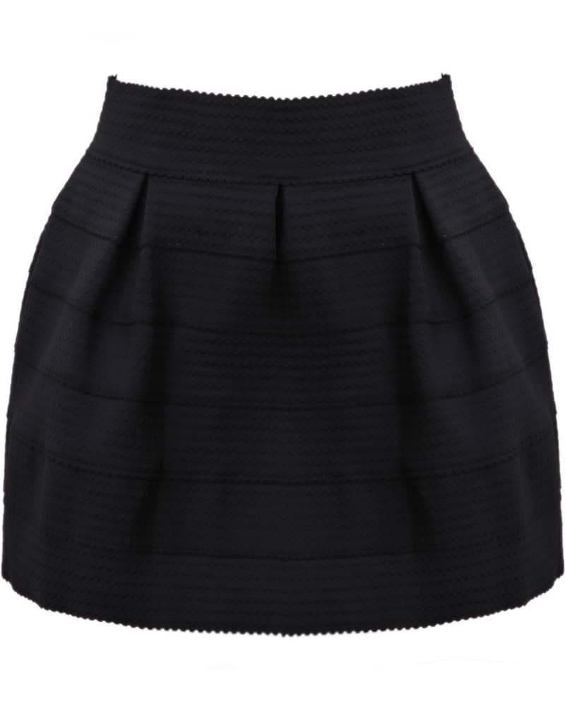 Zipper Striped Flare Skirt