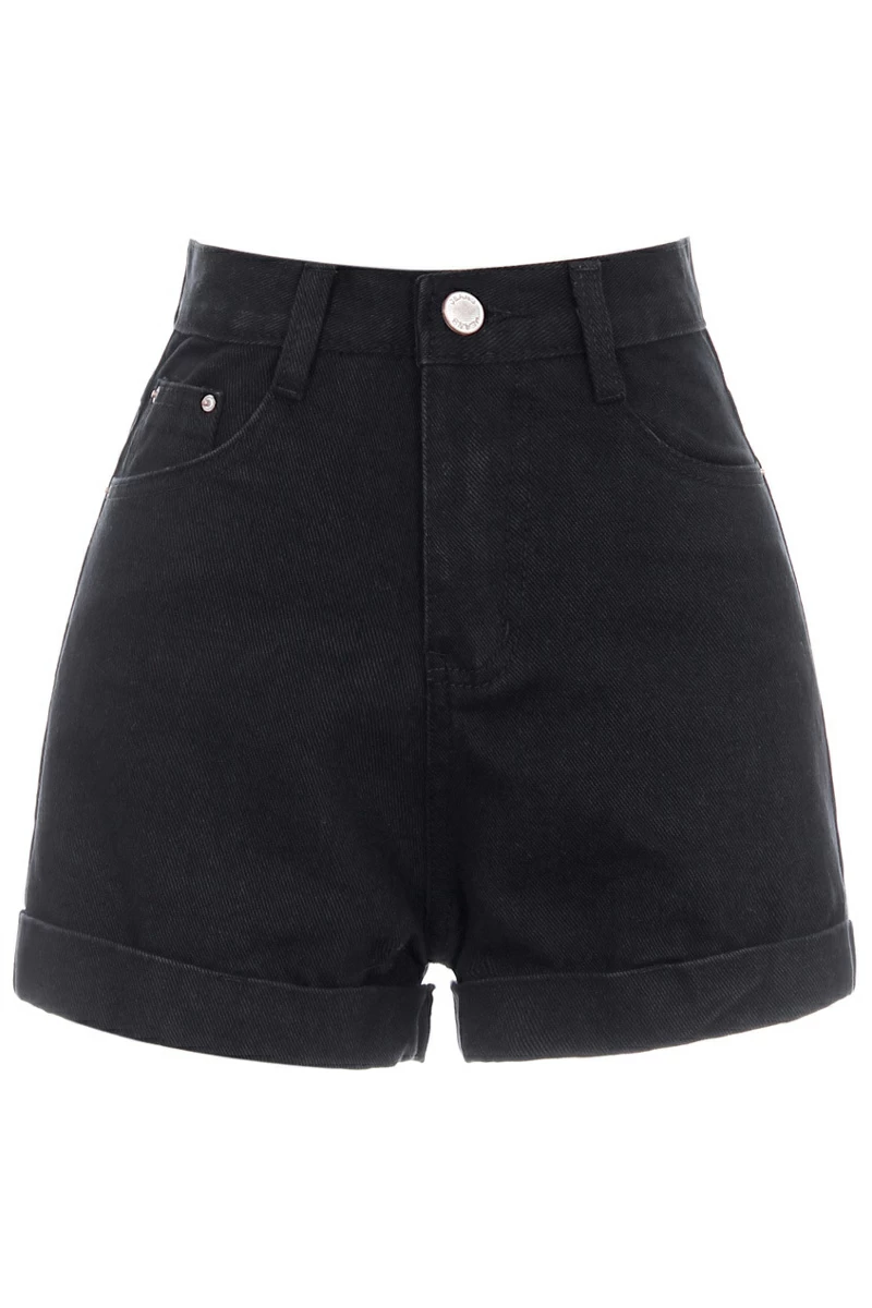 high waisted shorts denim black