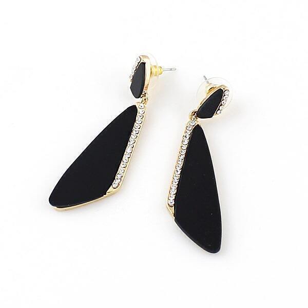 Black Triangle Diamond Dangle Earrings