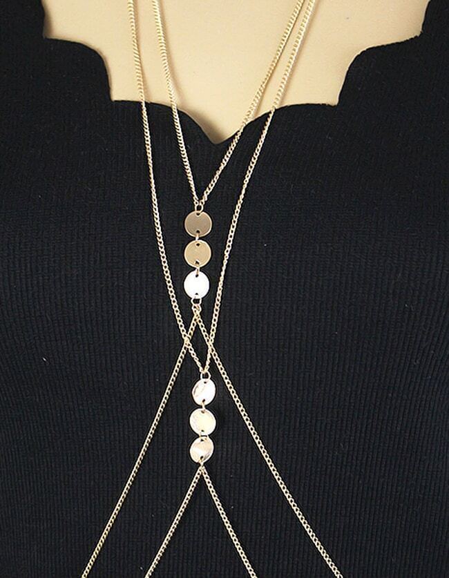 Women Gold Plated Body Chain Necklace