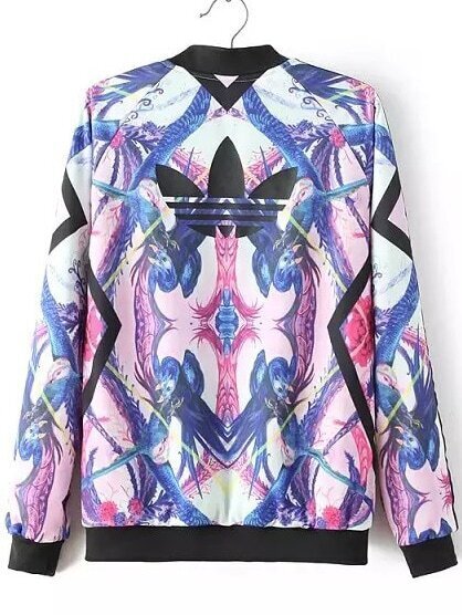 Band Collar Abstract Print Outerwear