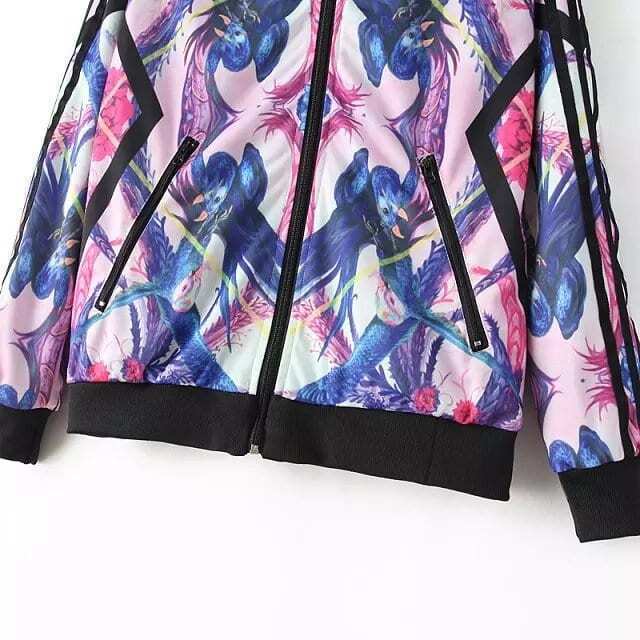 Band Collar Abstract Print Outerwear