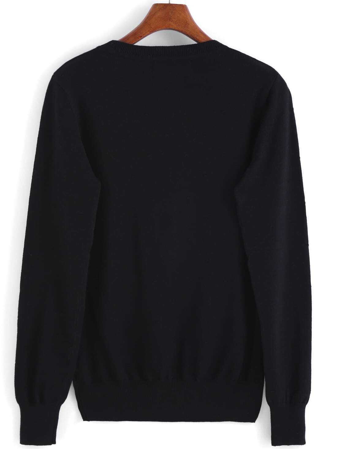 Long Sleeve Knit Black Sweater