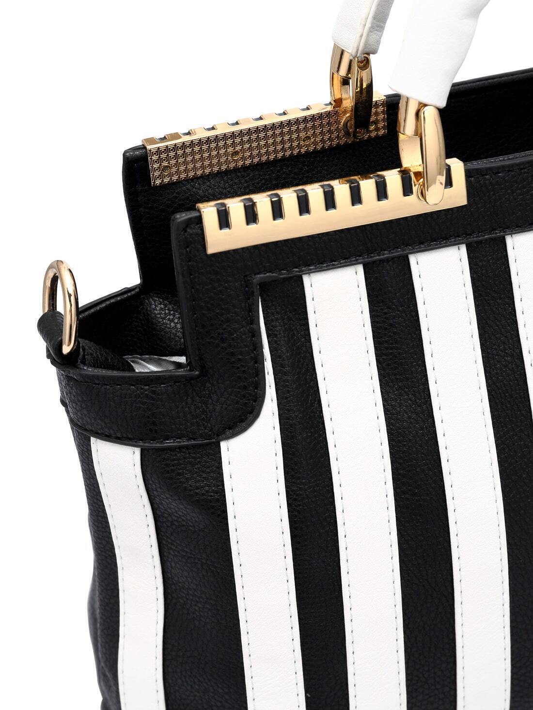 Colorblock Striped PU Bag