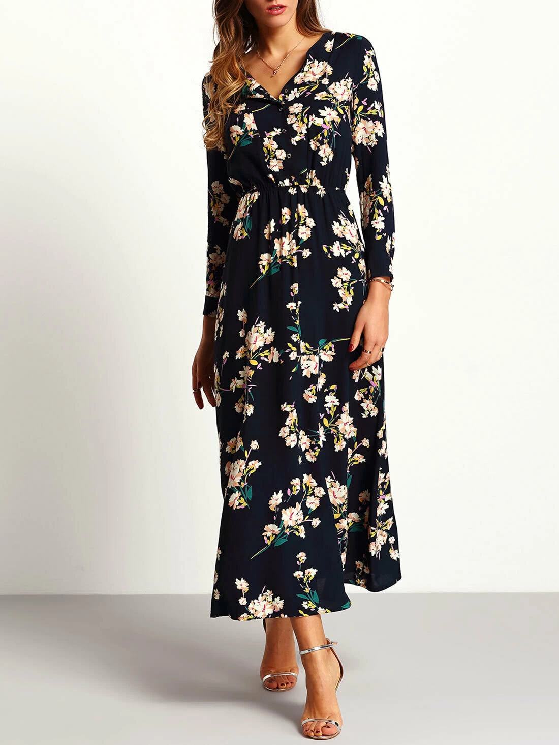 long sleeve floral maxi dress