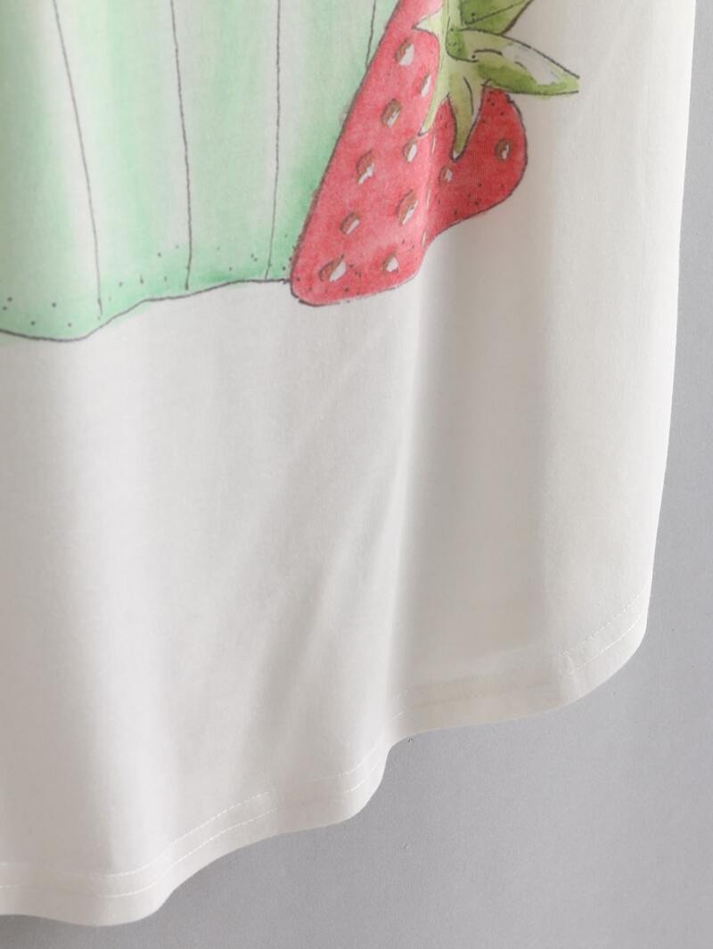 

Strawberry Cake Print T-shirt, White
