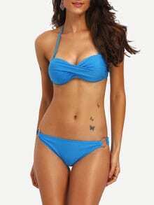 Halter Twist Front Multi Stripe Bikini Set