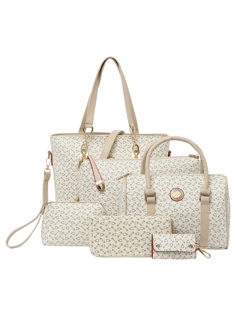 

Printd Faux Leather 6PCS Bag Set, White