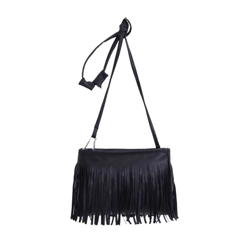 Faux Leather Tassel Crossbody Bag Blackfor Women Romwe