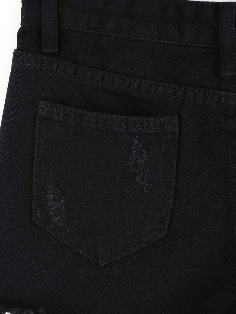 

Frayed Black Denim Shorts