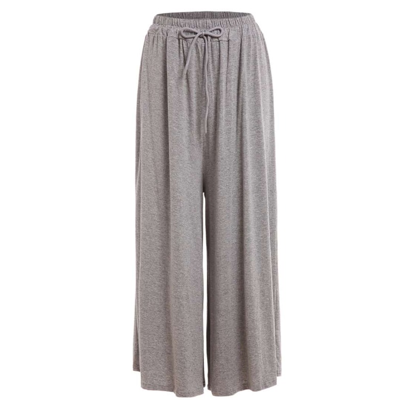 

Drawstring Waist Wide Leg Jersey Pants, Grey