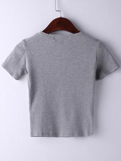 V Neck Surplice Wrap Rib T-shirt