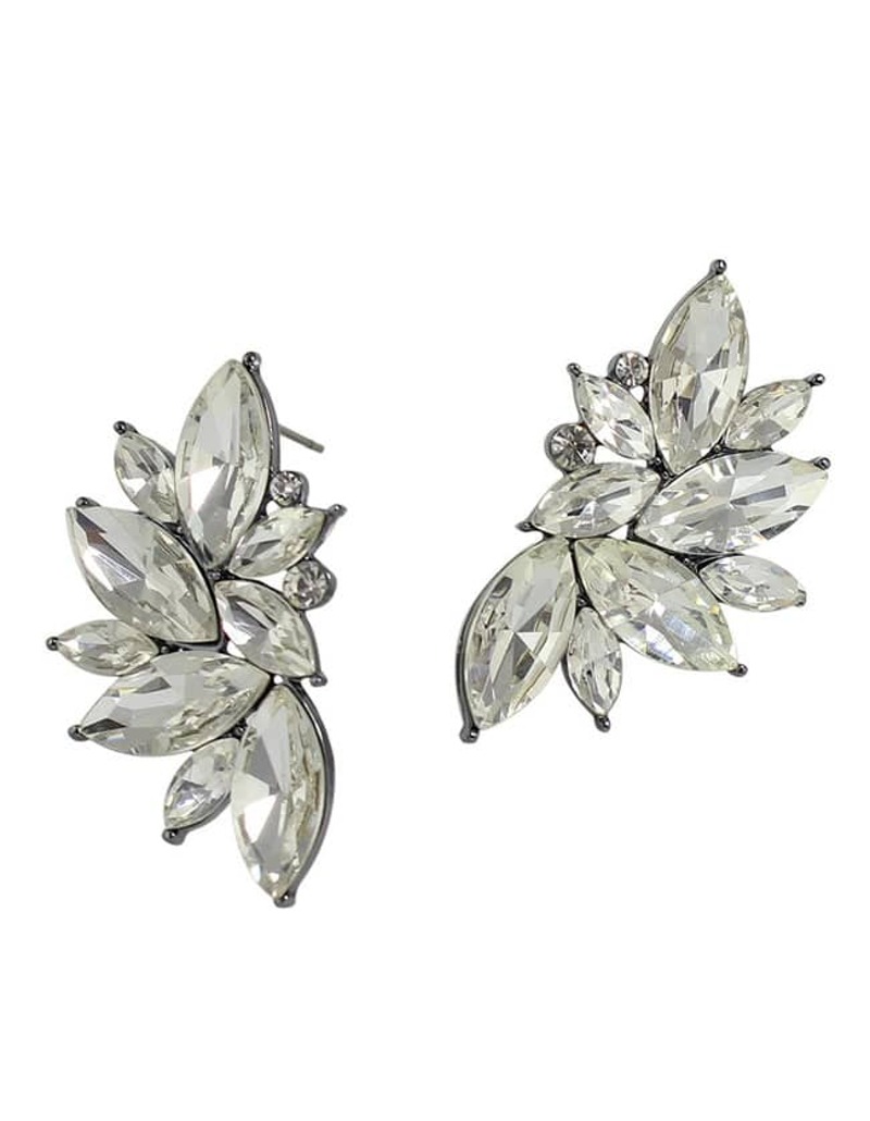 

White Rhinestone Flower Shape Stud Earrings