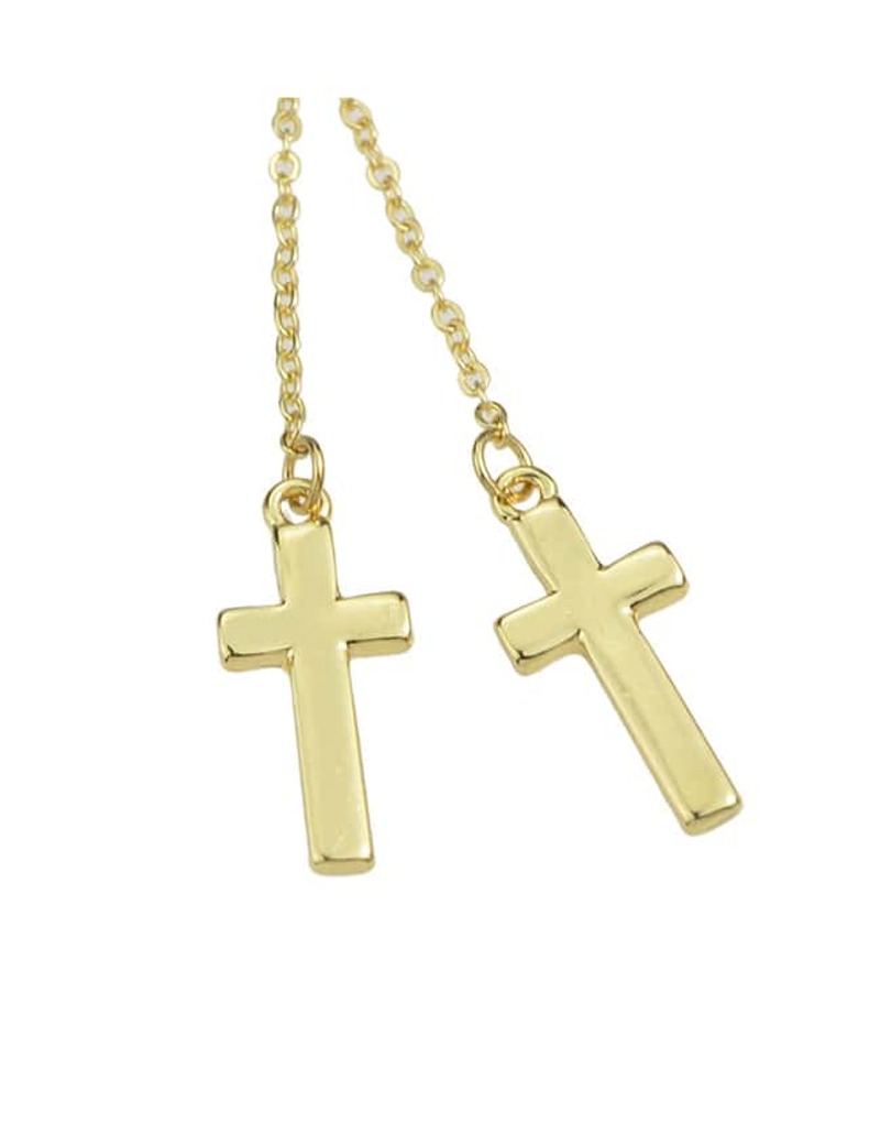 

Gold Cross Shape Long Earrings
