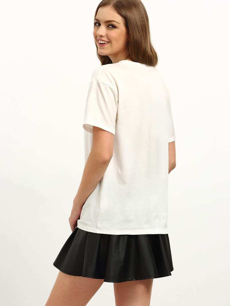 Heart Embroidery Tee, White