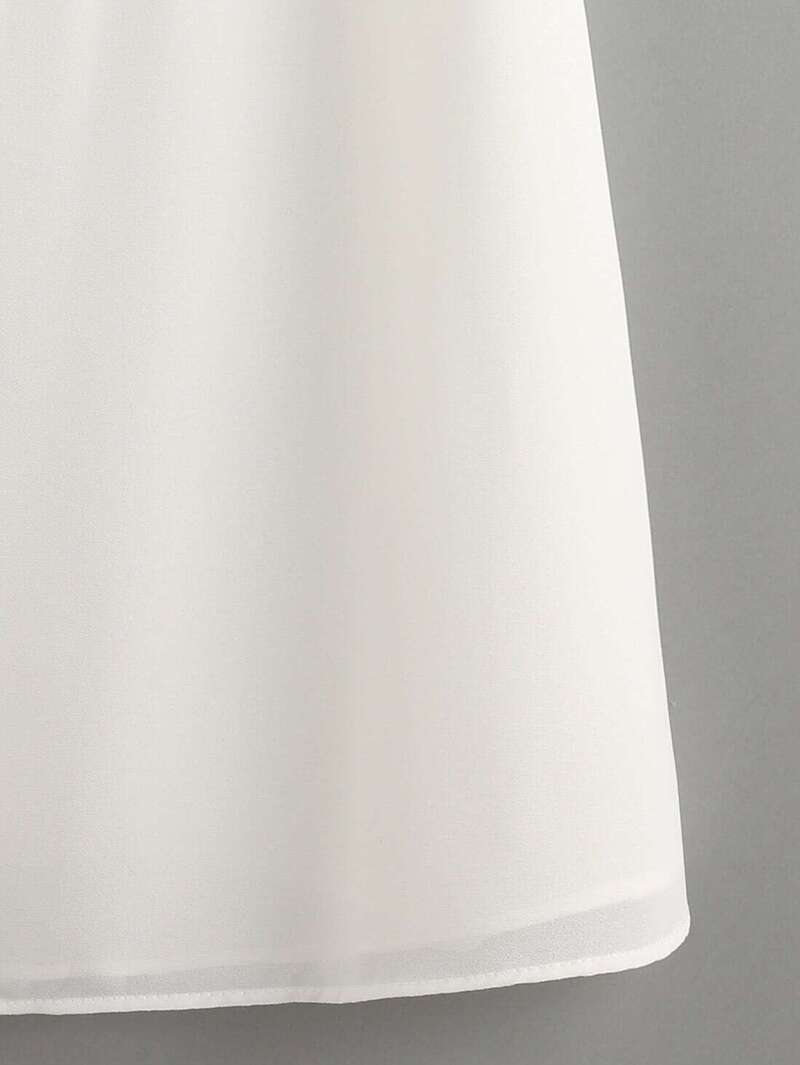 

White Lace Trim Chiffon Cami Top
