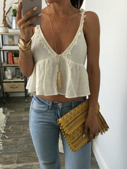 white peplum cami top