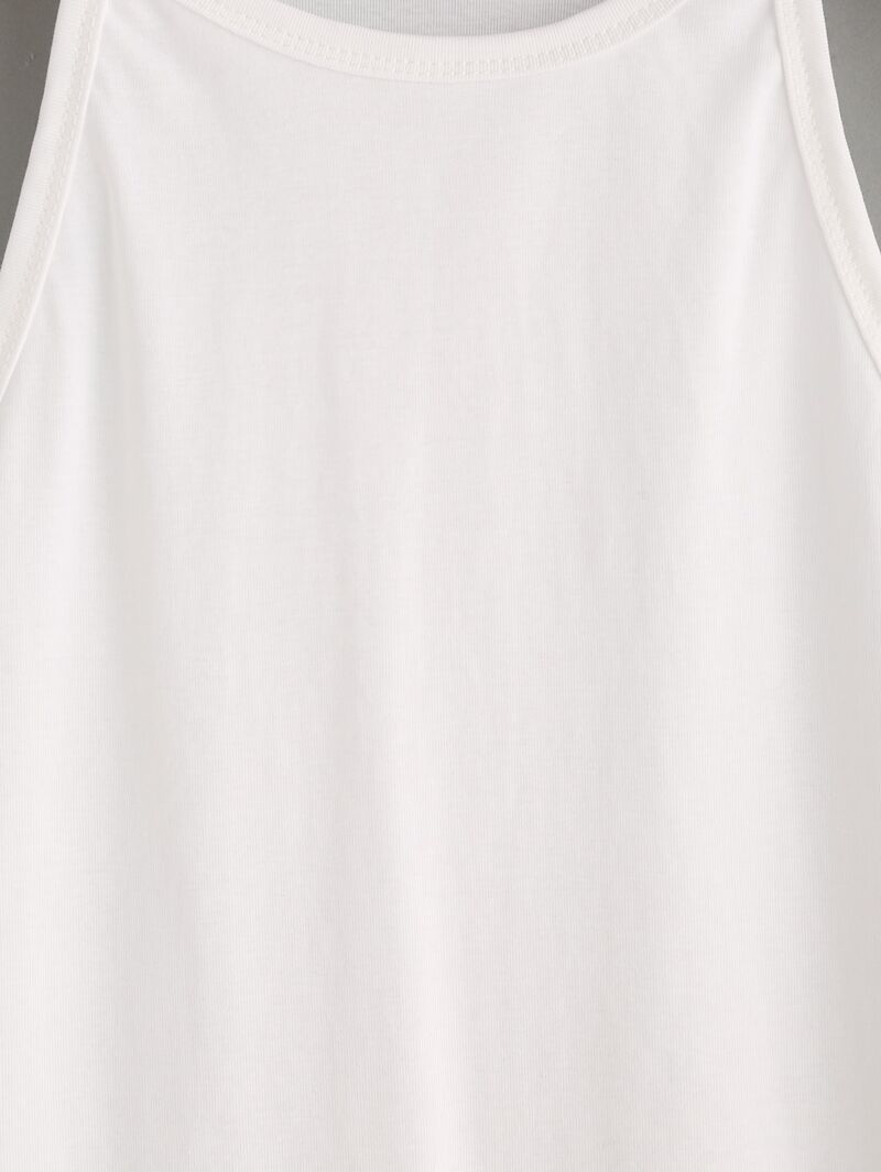 

White High Neck Crop Cami Top