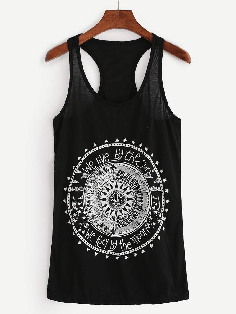 

Black Sun Print Tank Top