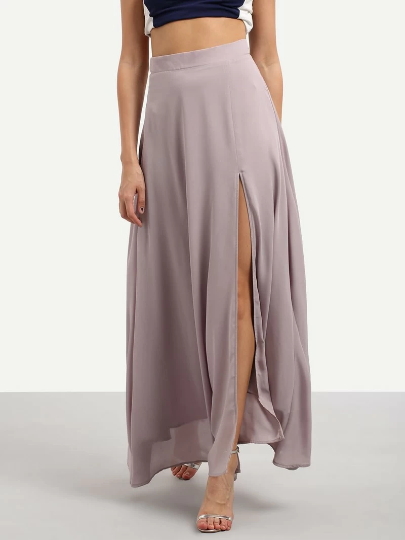 Fashion style Maxi Chiffon skirt with split pictures for girls Fashion style Maxi Chiffon skirt with split pictures for woman