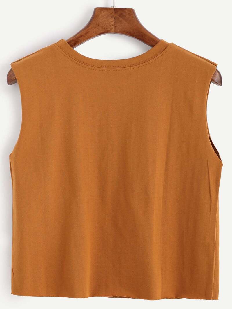 

Camel Graphic Print Crop Top