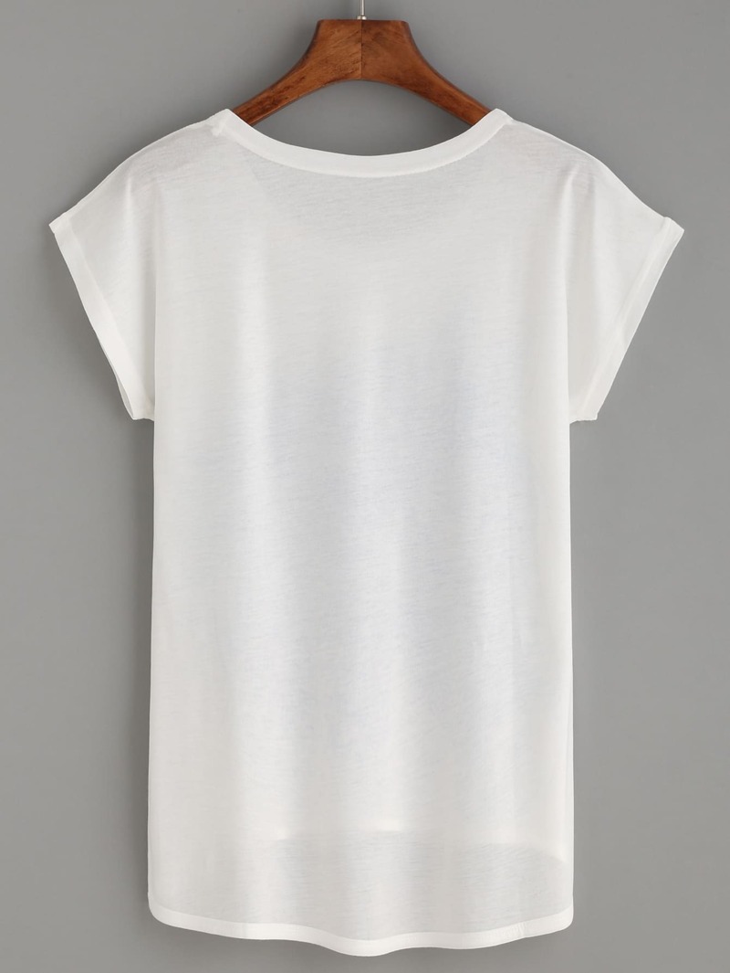 

White Horse Print High Low T-shirt