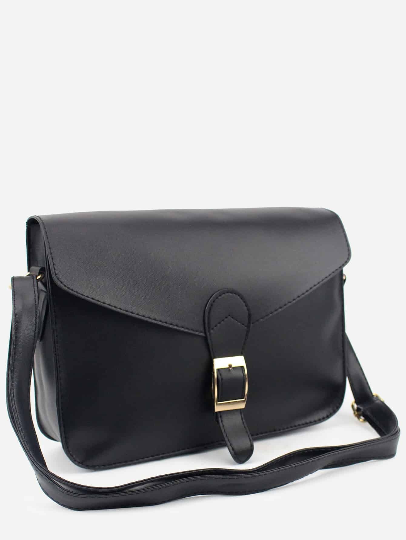 Bolso bandolera hebilla de correa negro Bolso bandolera hebilla de correa negro