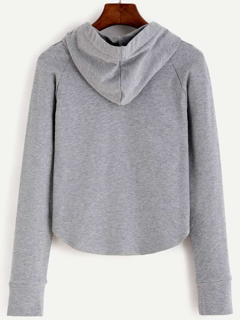 

Grey Raglan Sleeve Hooded Sweatshirt