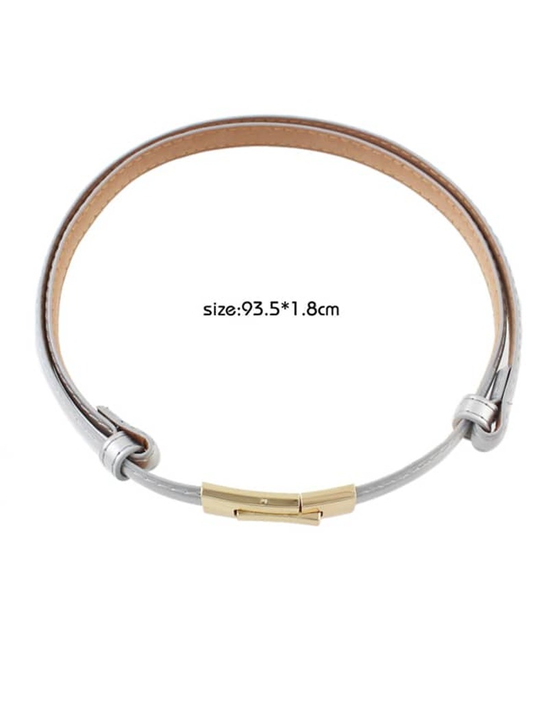 

Silver Pu Leather Thin Belt