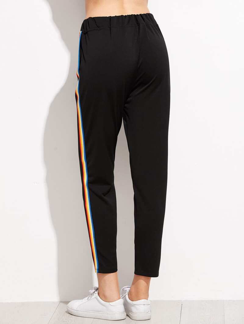 

Black Rainbow Stripe Side Pants