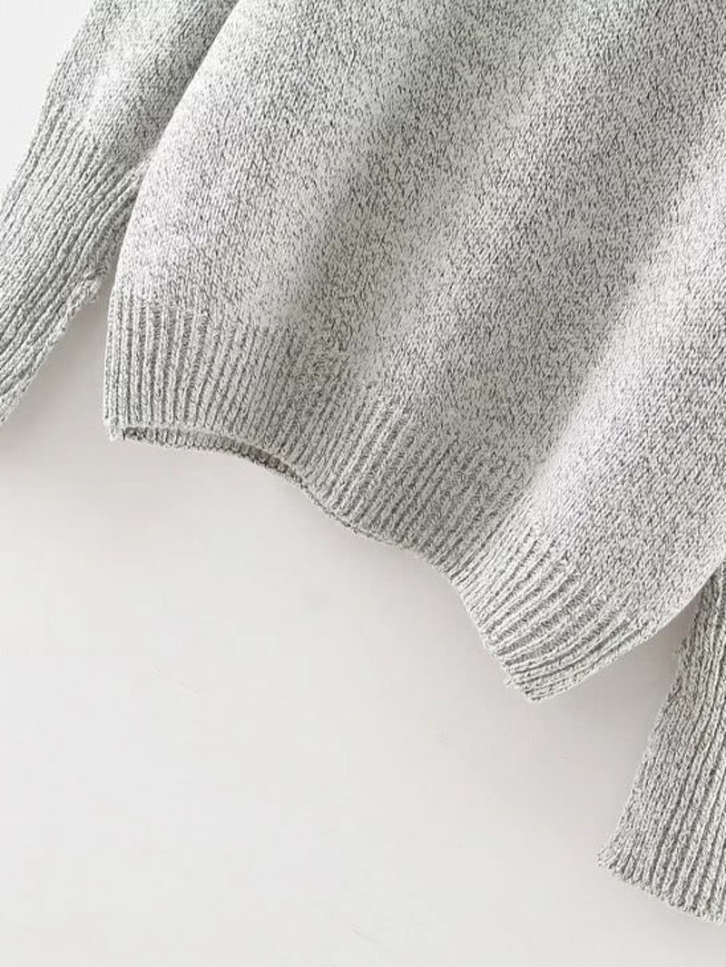 

Grey Crew Neck Ribbed Trim Drop Shoulder Sweater
