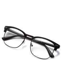 Black Open Frame Dull Polish Glasses