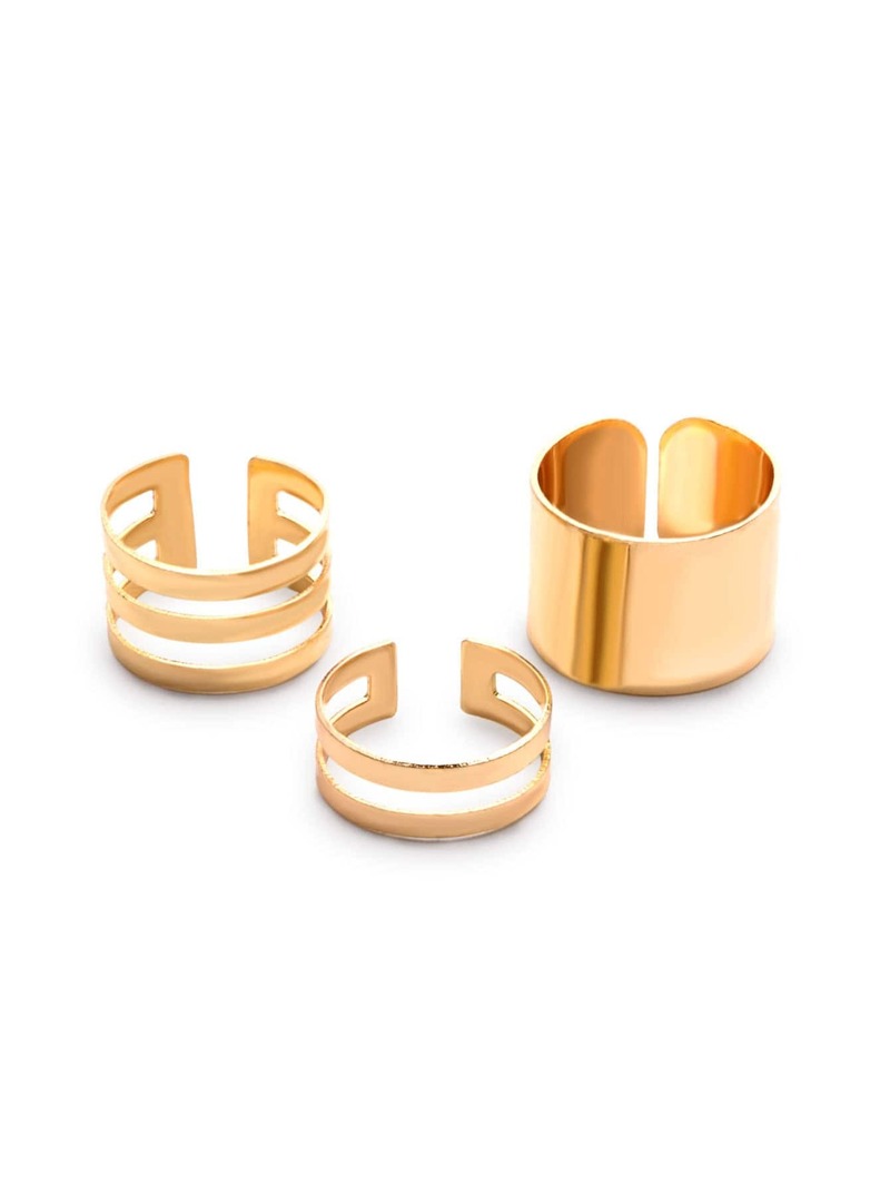 

3PCS Gold Plated Hollow Out Ring Set