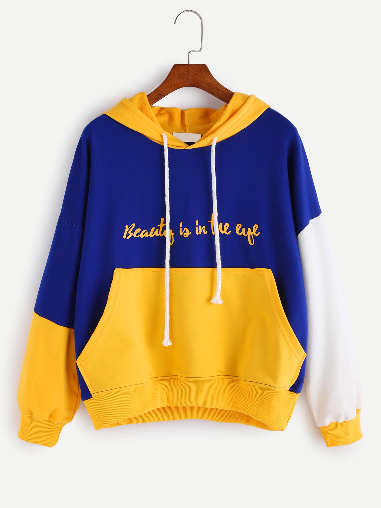 color block letter print drop shoulder hooded sweatshirt block letters to print