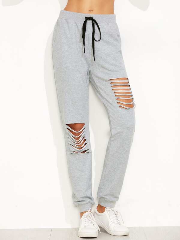 ripped grey sweatpants