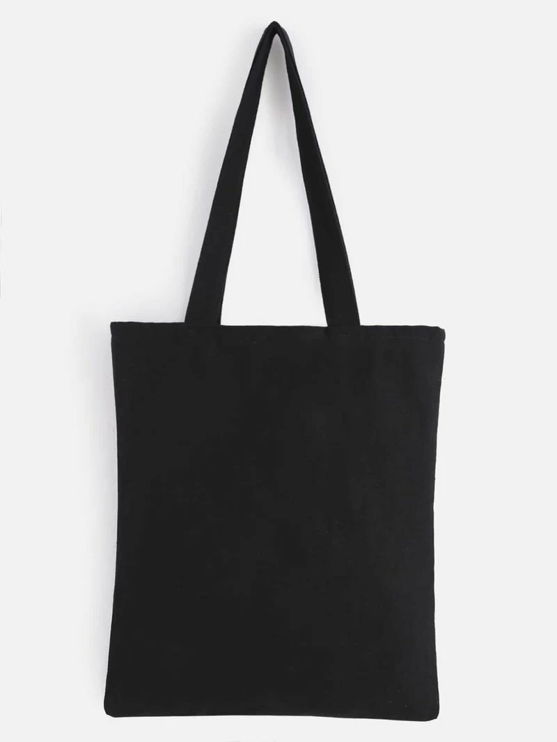 Double Layer Black Plain Canvas Tote Bagfor Women Romwe Double Layer Black Plain Canvas Tote Bag