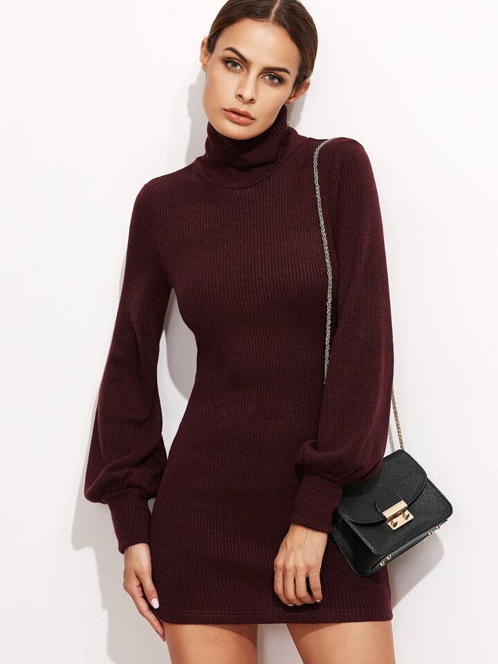 burgundy turtleneck sweater dress Sleeveless Turtleneck Sweater Dress